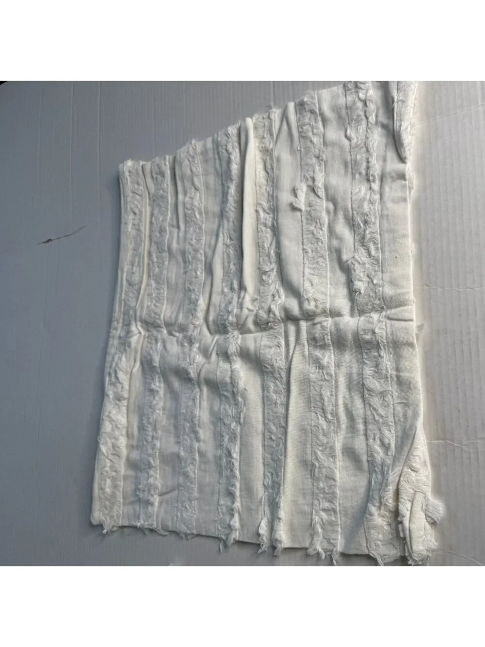 Textured White Cotton Linen NWOT Two-Pack Pillow Cover 18x18 — Fringed Boho